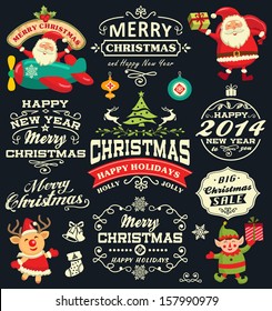 Christmas and New Year labels, icons and elements vector collection