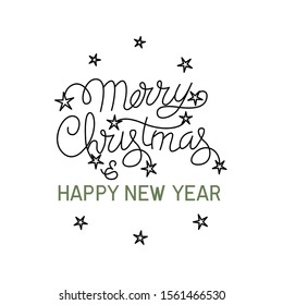 Christmas and New Year Lettering Design with Stars