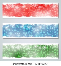 Christmas and New Year light colorful banners with stars and snowflakes vector templates collection