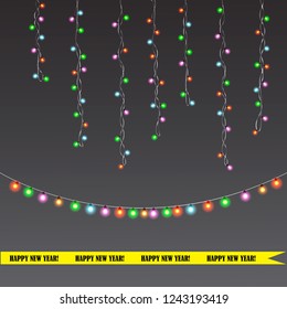 Christmas and New year light garland, vector illustration