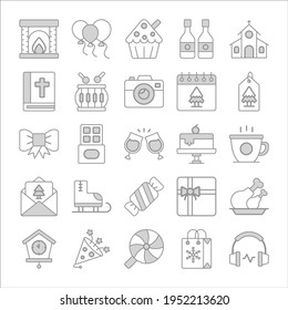 Christmas and New Year line icon, modern style Isolated winter holiday symbols