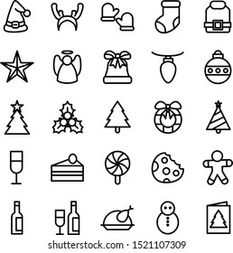 Christmas and New Year line icons set