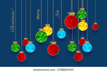 Navidades y Anuncio de saludo bajo del poli del año Nuevo en fondo azul