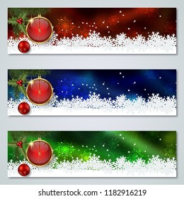 Christmas and New Year luxury colorful vector banners collection