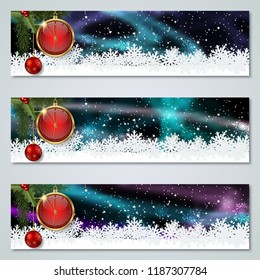 Christmas and New Year luxury colorful vector banners collection