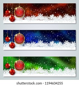 Christmas and New Year luxury colorful vector banners collection