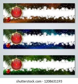 Christmas and New Year luxury colorful vector banners collection