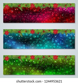 Christmas and New Year luxury colorful vector banners collection