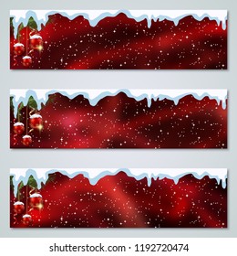 Christmas and New Year luxury red vector banners collection