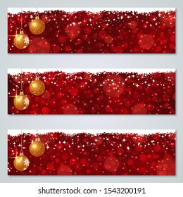 Christmas and New Year luxury red vector banners collection