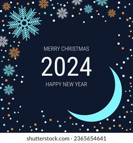 Christmas and New Year luxury vector background with stars and snowflakes. Design for banner, square flyer, invitation card, coupon, voucher