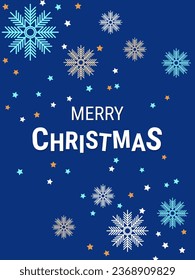 Christmas and New Year luxury vector background with stars and snowflakes. Design for banner, flyer, invitation card, coupon, voucher