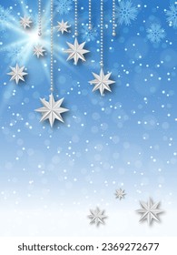 Christmas and New Year luxury vector background with stars, snowflakes and winter decor. Design for banner, flyer, invitation card, coupon, voucher
