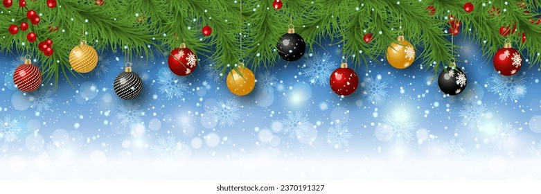 Navidad y Año Nuevo fondo vectorial de lujo con estrellas y copos de nieve. Diseño de banner, volante, tarjeta de invitación, cupón, cupón