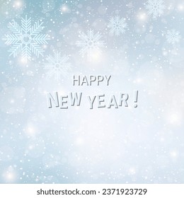 Vector de lujo navideño y Año Nuevo borroso fondo con estrellas, copos de nieve y efecto bokel