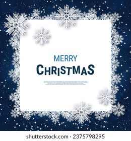 Christmas and New Year luxury vector background with stars and snowflakes. Design for banner, square flyer, invitation card, coupon, voucher