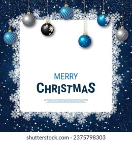 Christmas and New Year luxury vector background with stars and snowflakes. Design for banner, square flyer, invitation card, coupon, voucher