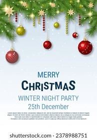 Christmas and New Year luxury vector background with stars and snowflakes. Design for banner, vertical flyer, invitation card, coupon, voucher