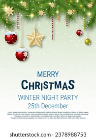 Christmas and New Year luxury vector background with stars and snowflakes. Design for banner, vertical flyer, invitation card, coupon, voucher