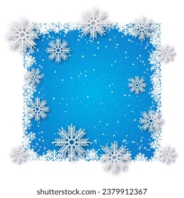 Christmas and New Year luxury vector background with stars and snowflakes. Design for banner, square flyer, invitation card, coupon, voucher