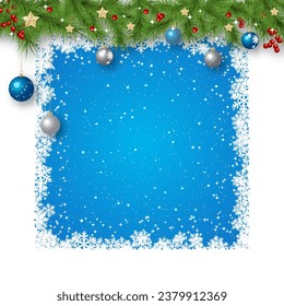 Christmas and New Year luxury vector background with stars and snowflakes. Design for banner, square flyer, invitation card, coupon, voucher
