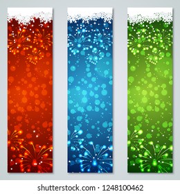 Christmas and New Year luxury vertical colorful vector banners collection