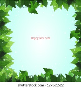 Christmas and New Year maple snowy background vector for design