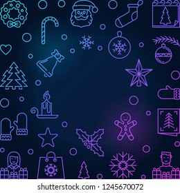 Christmas and New Year minimal vector square outline frame or background with empty space for your text