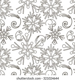 Christmas and New Year monochrome vector seamless pattern