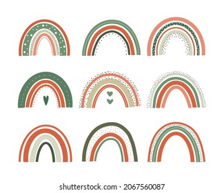 Christmas and New Year multicolored rainbow vector set on white background.