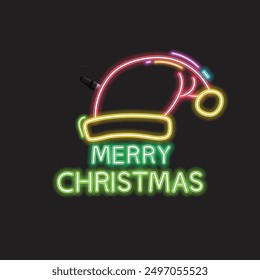 Christmas and New Year neon background.