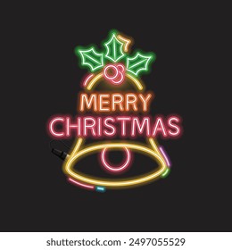 Christmas and New Year neon background.