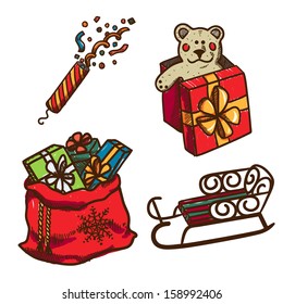 Christmas and New Year objects collection. Holiday design elements