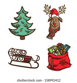 Christmas and New Year objects collection. Holiday design elements