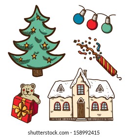 Christmas and New Year objects collection. Holiday design elements