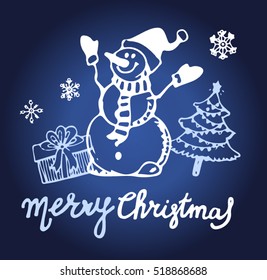  Christmas and New Year objects. Hand-drawn with ink. Vector illustration.