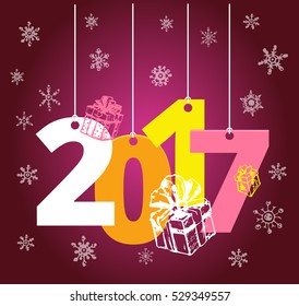 Christmas and New Year objects. Hand-drawn with ink. Vector illustration. Happy new year 2017 Text Design vector