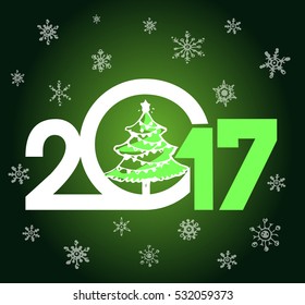 Christmas and New Year objects. Hand-drawn with ink. Vector illustration. Happy new year 2017 Text Design vector