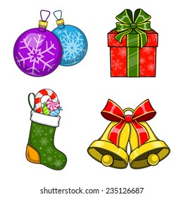 Christmas and New Year objects. Traditional design elements collection. Eps 10 vector illustration.