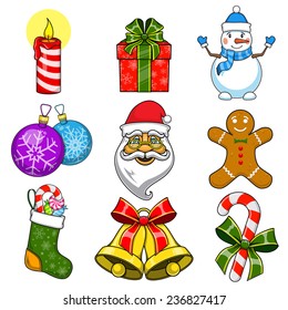 Christmas and New Year objects. Traditional design elements collection. Eps 10 vector illustration.