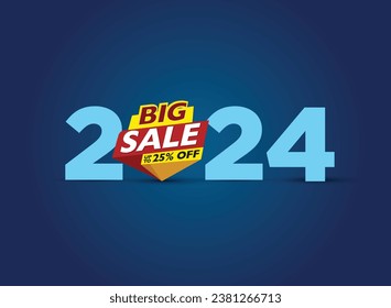 Christmas New Year offe banner with 2024 numbers. Vector illustration.
