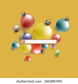 Christmas and New Year
 For online shopping ideas there is a search button. On yellow Background Vector Illustration