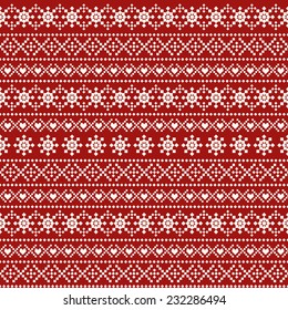 Christmas and New Year ornamental pattern with snowflakes. Cute seamless background for winter holidays. Vector Illustration.