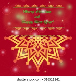 Christmas and New Year ornate cards with holiday symbol star on winter background in modern style. Elegant winter lacy decor pattern for your design. Easily editable vector illustration