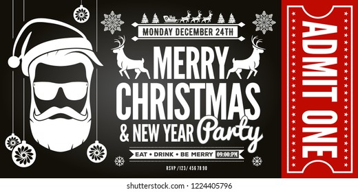 Christmas and New Year Party Ticket Invitation