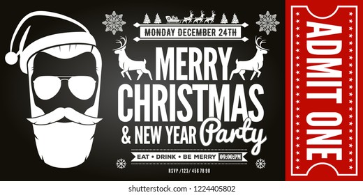 Christmas and New Year Party Ticket Invitation