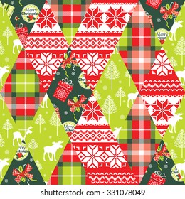 Christmas and New Year patchwork seamless background. Vector Design Templates Collection for Banners, Flyers, Placards, Posters and other use.