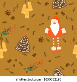 Christmas And New Year Pattern Background. ChristmasWrapping Paper Template, New Year Textile, Christmas Home Decor. 