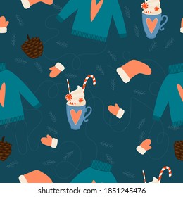 Christmas And New Year Pattern Background. ChristmasWrapping Paper Template, New Year Textile, Christmas Home Decor. 