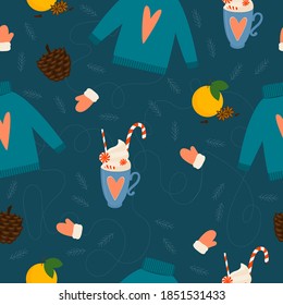 Christmas And New Year Pattern Background. ChristmasWrapping Paper Template, New Year Textile, Christmas Home Decor. 